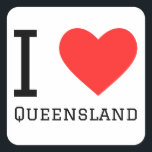 Ik hou van Queensland Vierkante Sticker<br><div class="desc">Ik hou van Queensland,  voor liefhebbers van Australië</div>