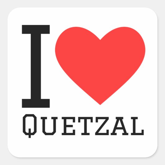 Ik hou van quetzal vierkante sticker (Voorkant)