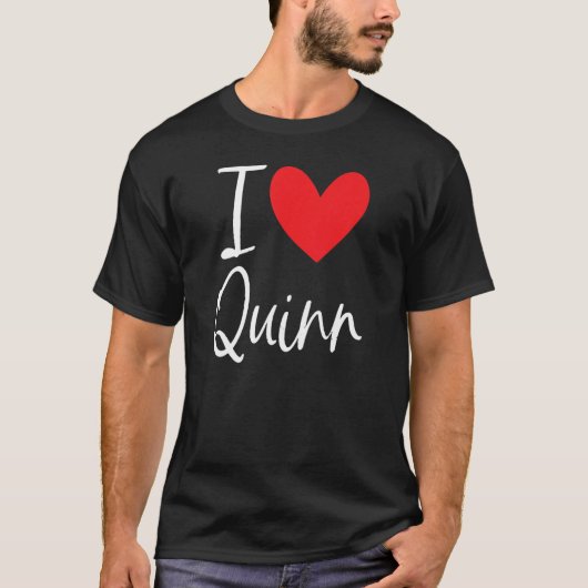 Ik hou van Quinn Name Personalized Boy Man Bff Fri T-shirt (Voorkant)