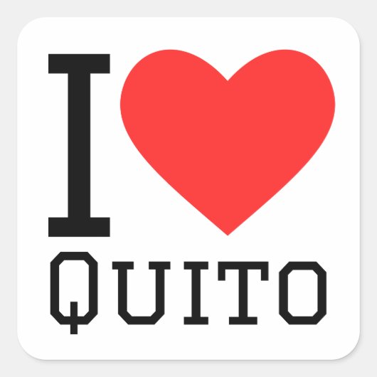 Ik hou van quito vierkante sticker (Voorkant)