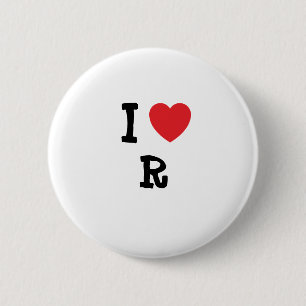 Ik hou van R&B-hart op maat Ronde Button 5,7 Cm