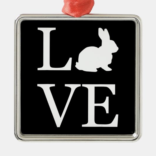 Ik hou van Rabbit Spell Silhouette Bunny Metalen Ornament (Voorkant)
