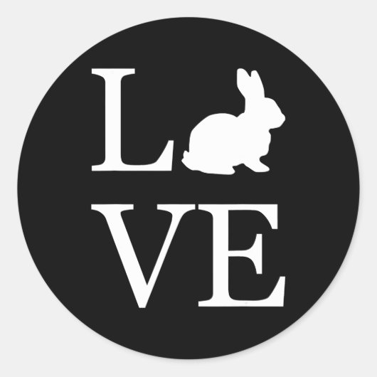 Ik hou van Rabbit Spell Silhouette Bunny Ronde Sticker (Voorkant)