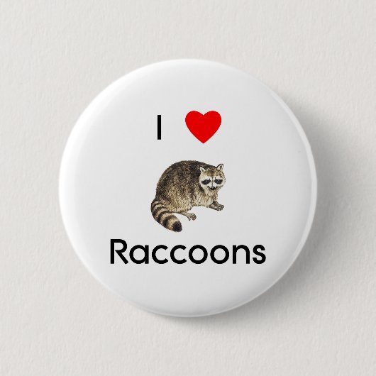 Ik hou van raccoons Button (Voorkant)