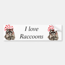 Ik hou van Raccoons Funny Raccoon Blowing Kisses L Bumpersticker