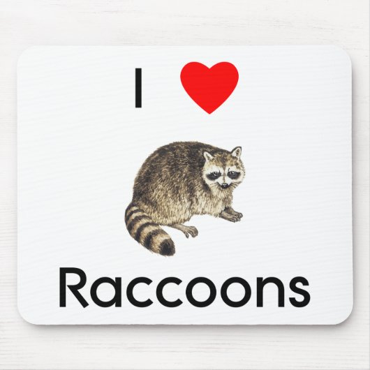 Ik hou van raccoons Mousepad Muismat (Voorkant)
