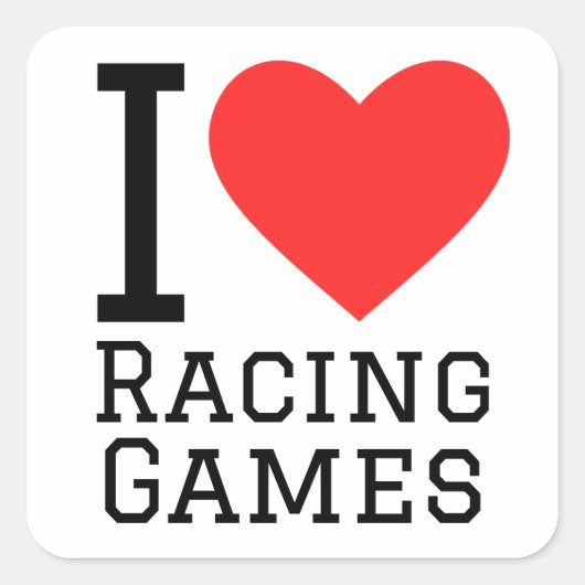 Ik hou van racegames vierkante sticker (Voorkant)
