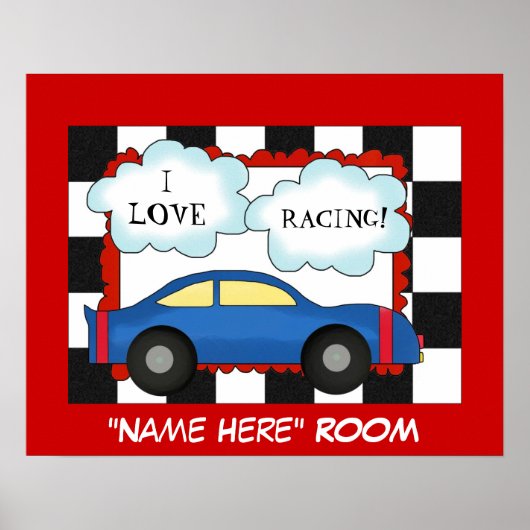 Ik hou van raceposter voor kinderkamer poster (Voorkant)
