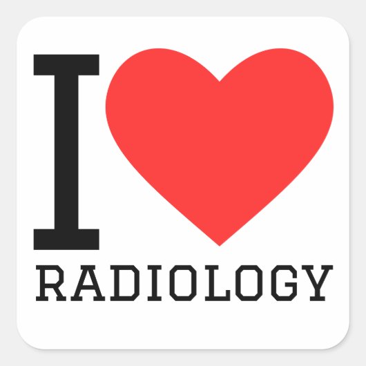 Ik hou van radiologie vierkante sticker (Voorkant)