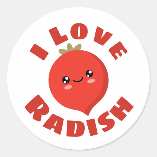 Ik hou van Radish Ronde Sticker (Voorkant)