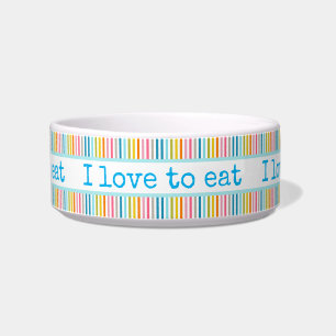 Ik hou van Rainbow Stripes Kleurrijke Pet Bowl Voerbakje