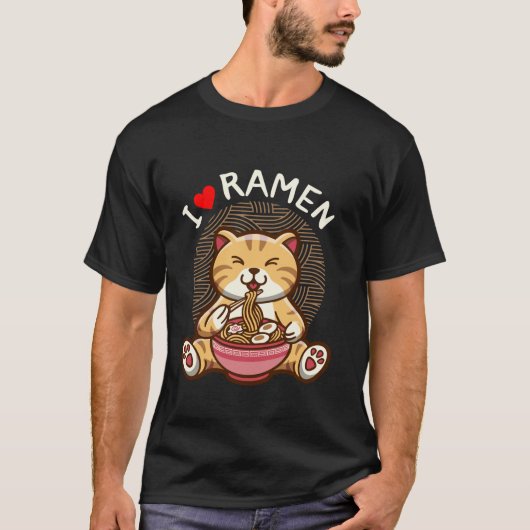 Ik hou van Ramen Kawaii Cat Geniet van het eten va T-shirt (Voorkant)