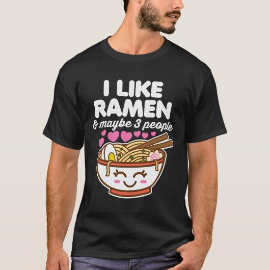 Ik hou van Ramen Misschien 3 mensen Schattige Kawa T-shirt (Voorkant)