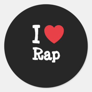Ik hou van Rap hart op maat gepersonaliseerd Ronde Sticker