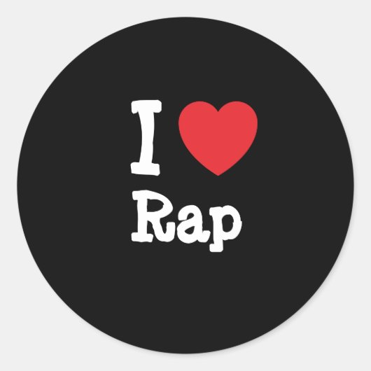 Ik hou van Rap hart op maat gepersonaliseerd Ronde Sticker (Voorkant)
