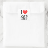 Ik hou van rap rock vierkante sticker (Tas)