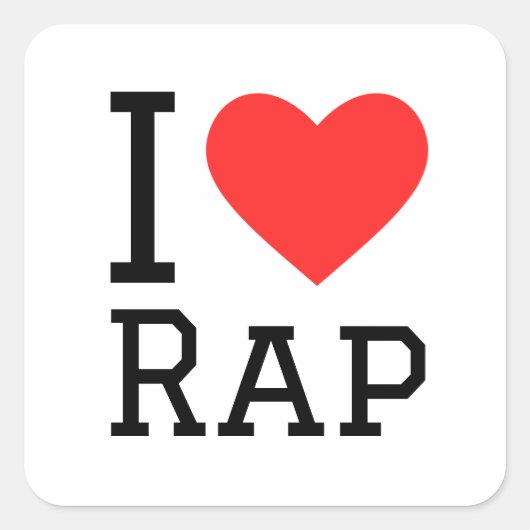 Ik hou van rap vierkante sticker (Voorkant)