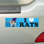 Ik hou van Rats (in pet) Bumpersticker (Op auto)