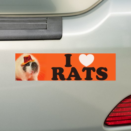 Ik hou van Rats (in pet) Bumpersticker (Op auto)