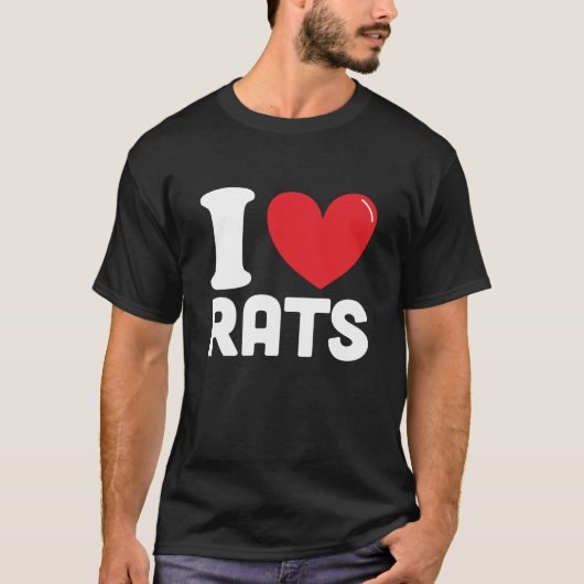 Ik hou van ratten, beste rat liefhebber cadeau t-shirt (Voorkant)