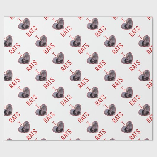 Ik hou van ratten! cadeaupapier (Vlak)