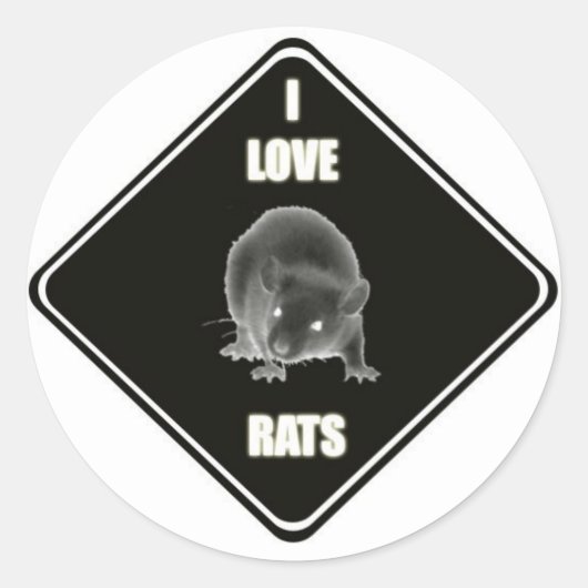 Ik hou van ratten ronde sticker (Voorkant)