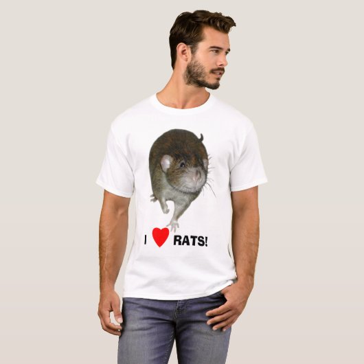 Ik hou van ratten! t-shirt (Voorkant volledig)