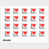 Ik hou van ratten vierkante sticker (Vel)