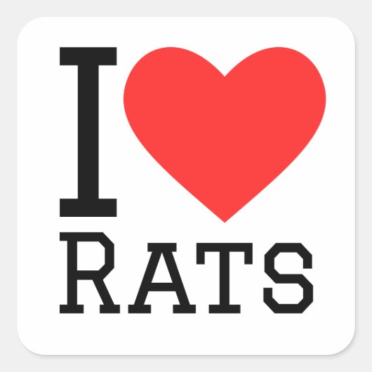 Ik hou van ratten vierkante sticker (Voorkant)