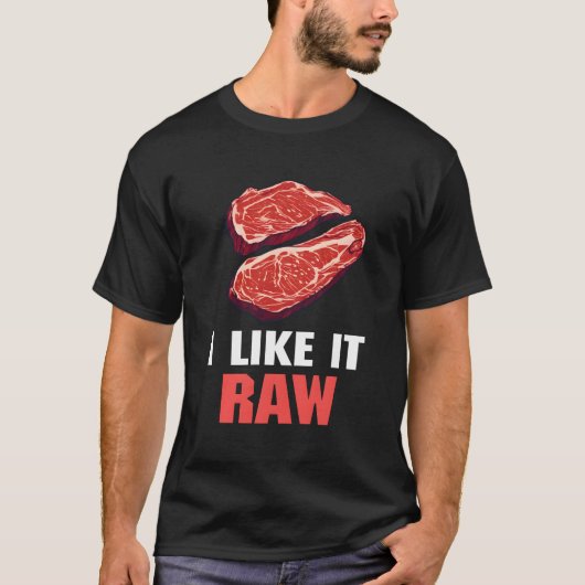 Ik hou van rauw rundvlees steak BBQ Pitmasters Man T-shirt (Voorkant)