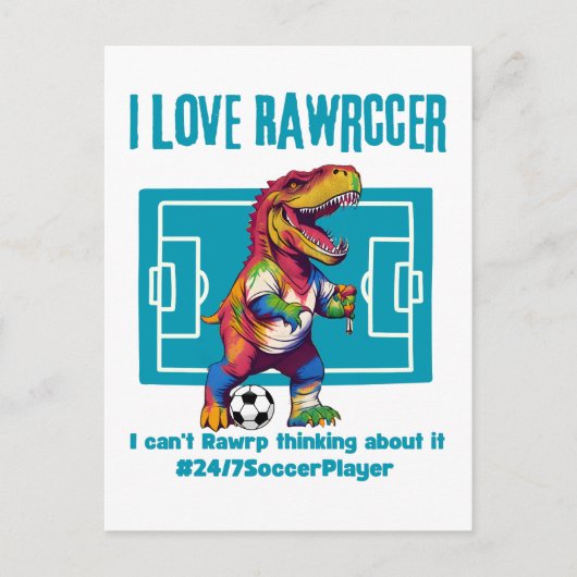 Ik hou van rawrcer 24/7 voetballer briefkaart (Voorkant)