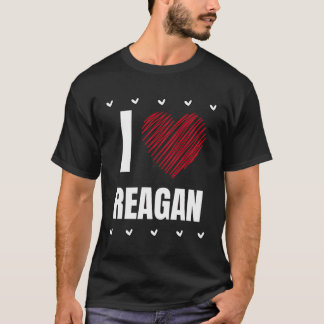 Ik hou van Reagan Cool Naam Rood Hart Grappige Per T-shirt