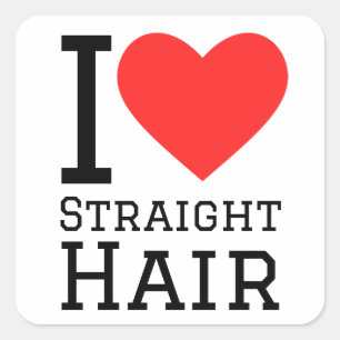 Ik hou van recht haar vierkante sticker