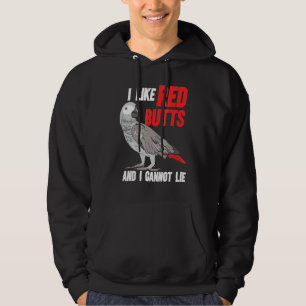 Ik hou van Red Butts African Grey Parrot Congo Bir Hoodie