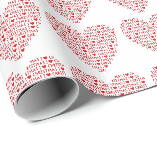 Ik hou van Red Heart Shape Christus Holiday Cadeaupapier (Rol Hoek)