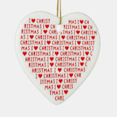 Ik hou van Red Heart Shape Christus Holiday Keramisch Ornament (Rechts)