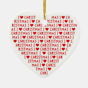 Ik hou van Red Heart Shape Christus Holiday Keramisch Ornament