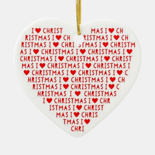 Ik hou van Red Heart Shape Christus Holiday Keramisch Ornament (Voorkant)