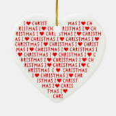 Ik hou van Red Heart Shape Christus Holiday Keramisch Ornament (Achterkant)