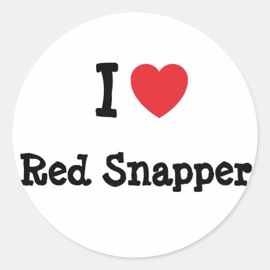 Ik hou van Red Snapper hart T-shirt Ronde Sticker (Voorkant)