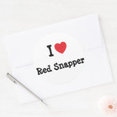 Ik hou van Red Snapper hart T-shirt Ronde Sticker (Envelop)
