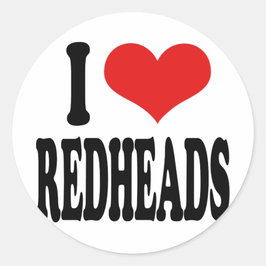 Ik hou van Redheadkosten Ronde Sticker (Voorkant)