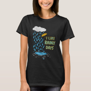 Ik hou van regenachtige dagen weer paraplu regen w t-shirt