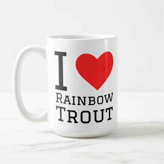 Ik hou van regenboogforel koffiemok (Links)