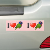 Ik hou van regenbooglori's bumpersticker (Op auto)