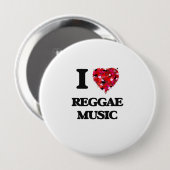 Ik hou van Reggae Music Ronde Button 4,0 Cm (Voorkant /achterkant)