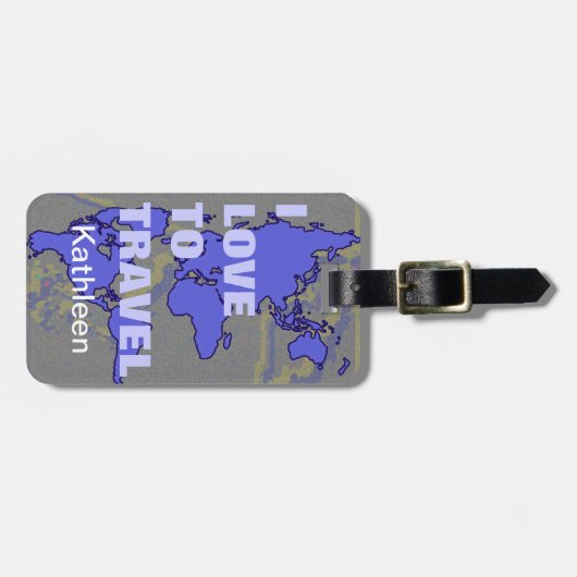 Ik hou van reizen bagagelabel (Voorkant horizontaal)