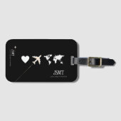 Ik hou van reizen over de wereld b/w bagagelabel (Voorkant (horizontaal))