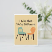 Ik hou van relatie dat we anders zijn briefkaart (Staand voorkant)