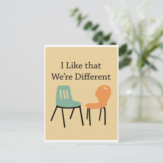 Ik hou van relatie dat we anders zijn briefkaart (Staand voorkant)